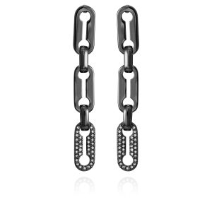 Hematite Link Dangle Drop Earrings