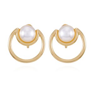 Goldtone Pearl Clip On Earrings