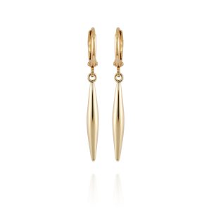 Goldtone Spear Dangle Huggie Hoop Dangle Drop Earrings
