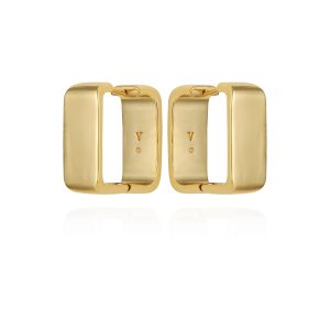 Brass Rectangle Hoop Earrings